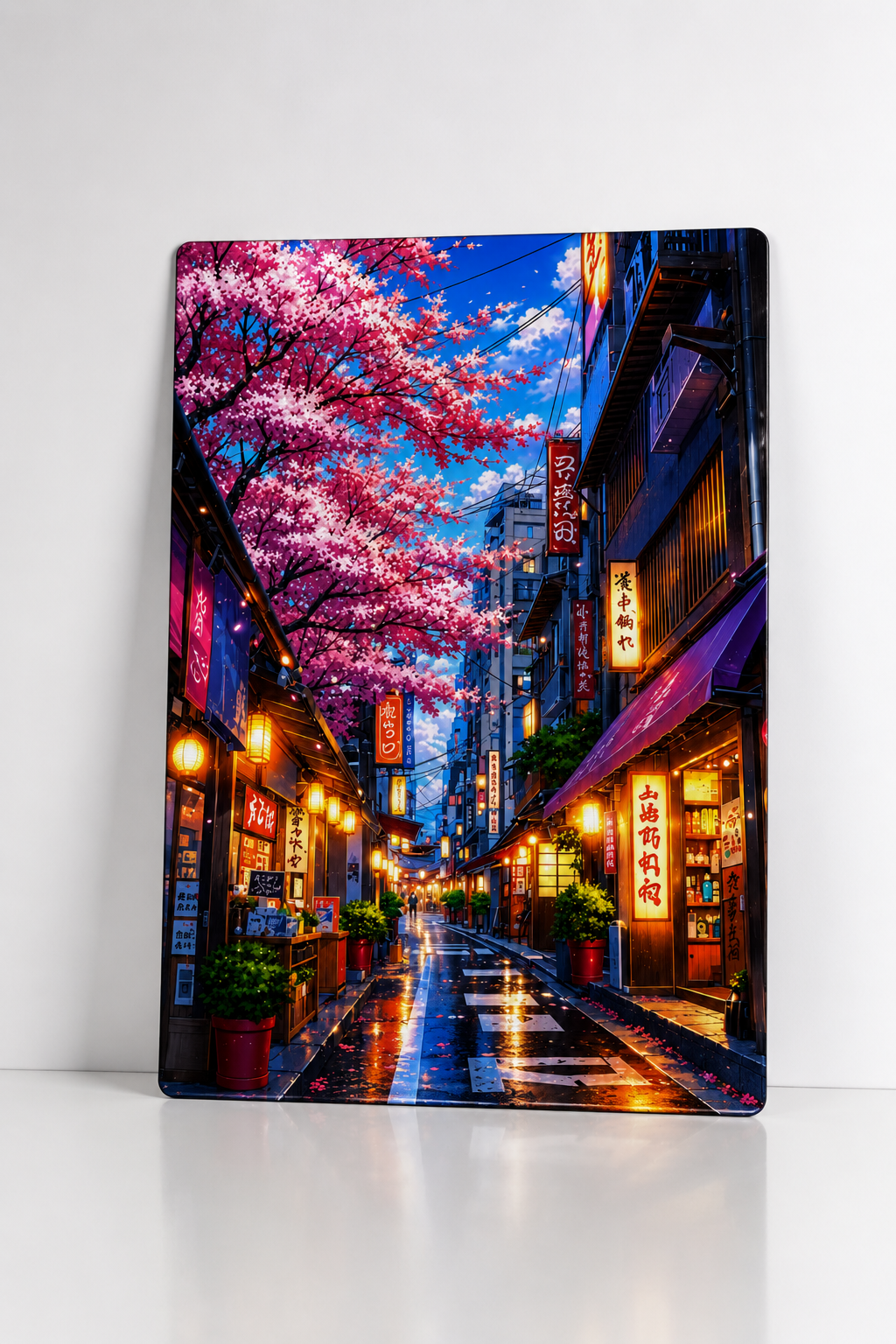 Japan Street Metal Poster | Premium Gloss Finish | A4 Portrait