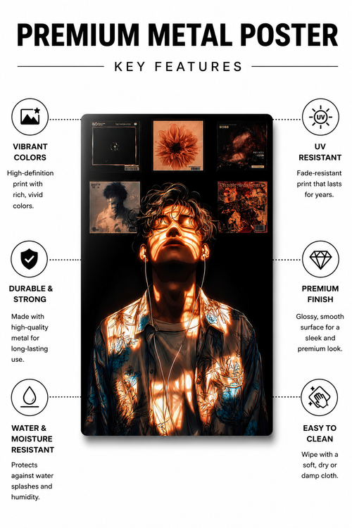 Aesthetic Music Metal Poster | Premium Gloss Finish | A4 Portrait