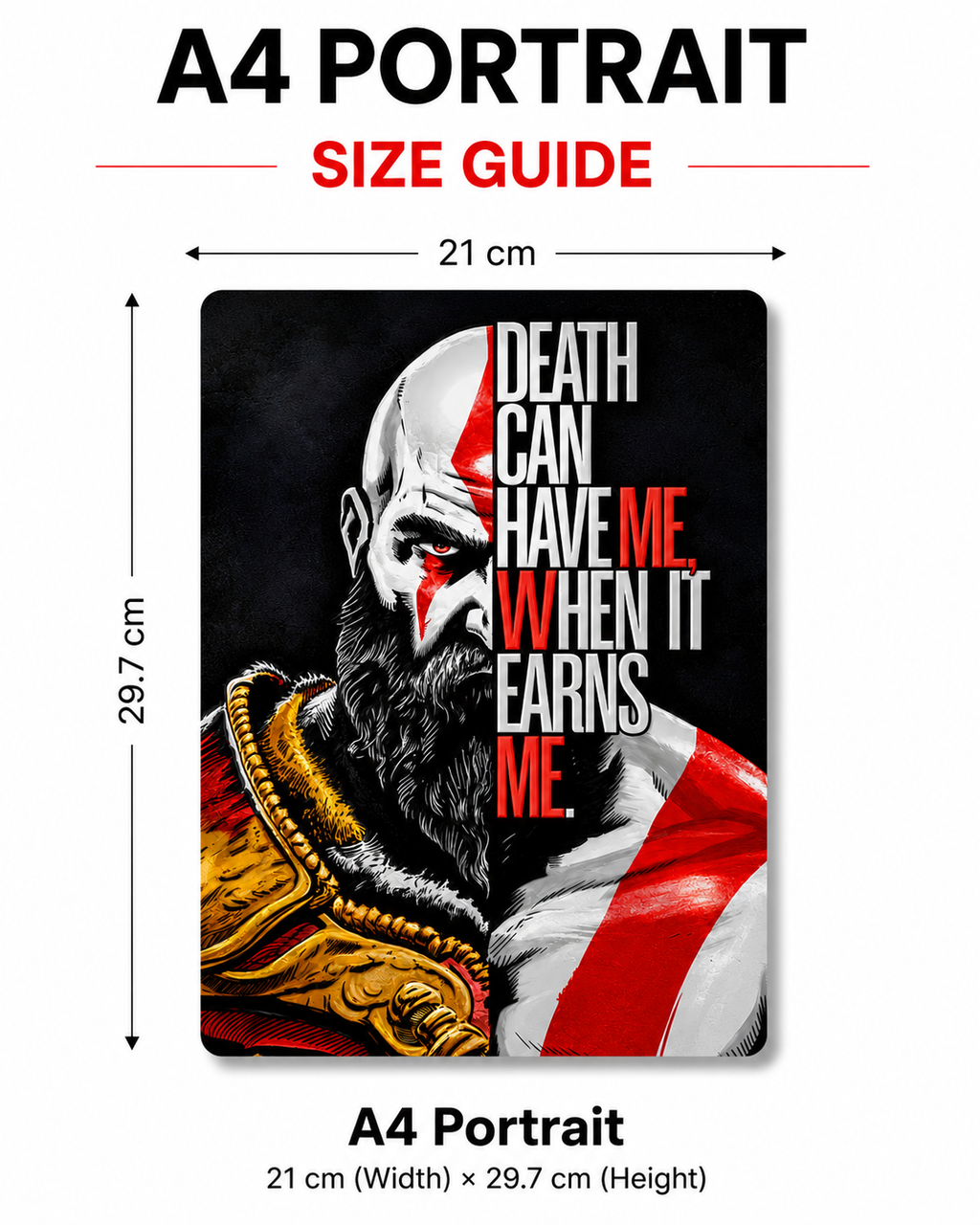 Kratos God Of War | Premium Gloss Finish | A4 Portrait
