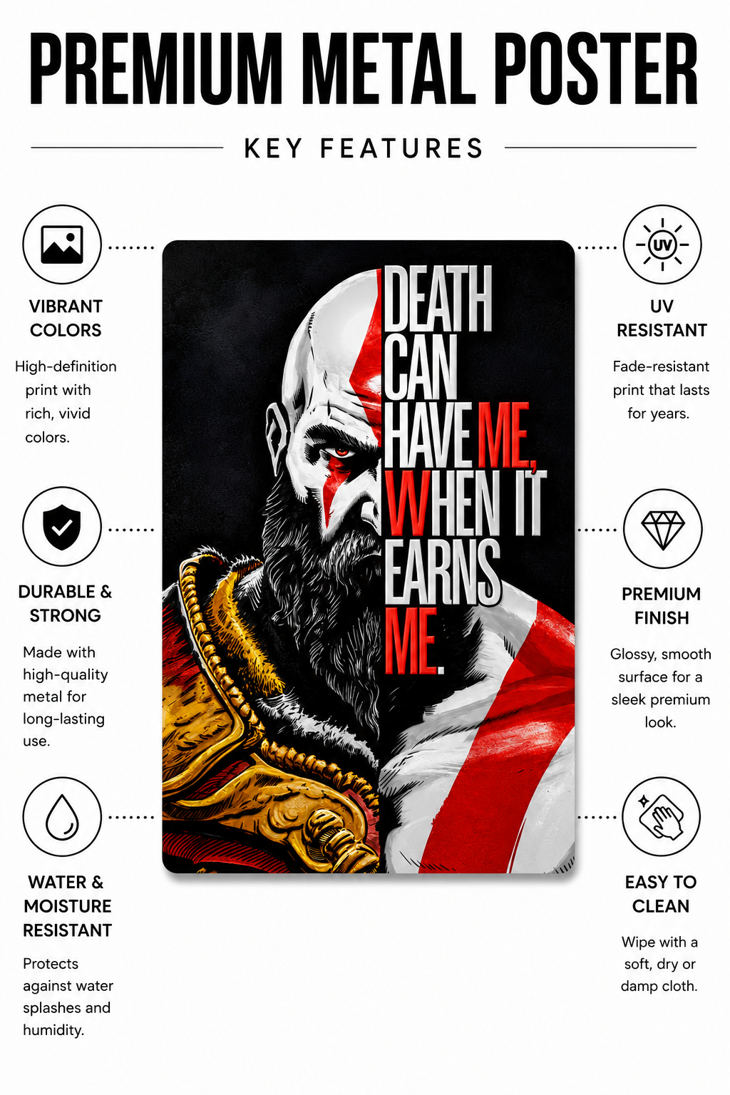Kratos God Of War | Premium Gloss Finish | A4 Portrait