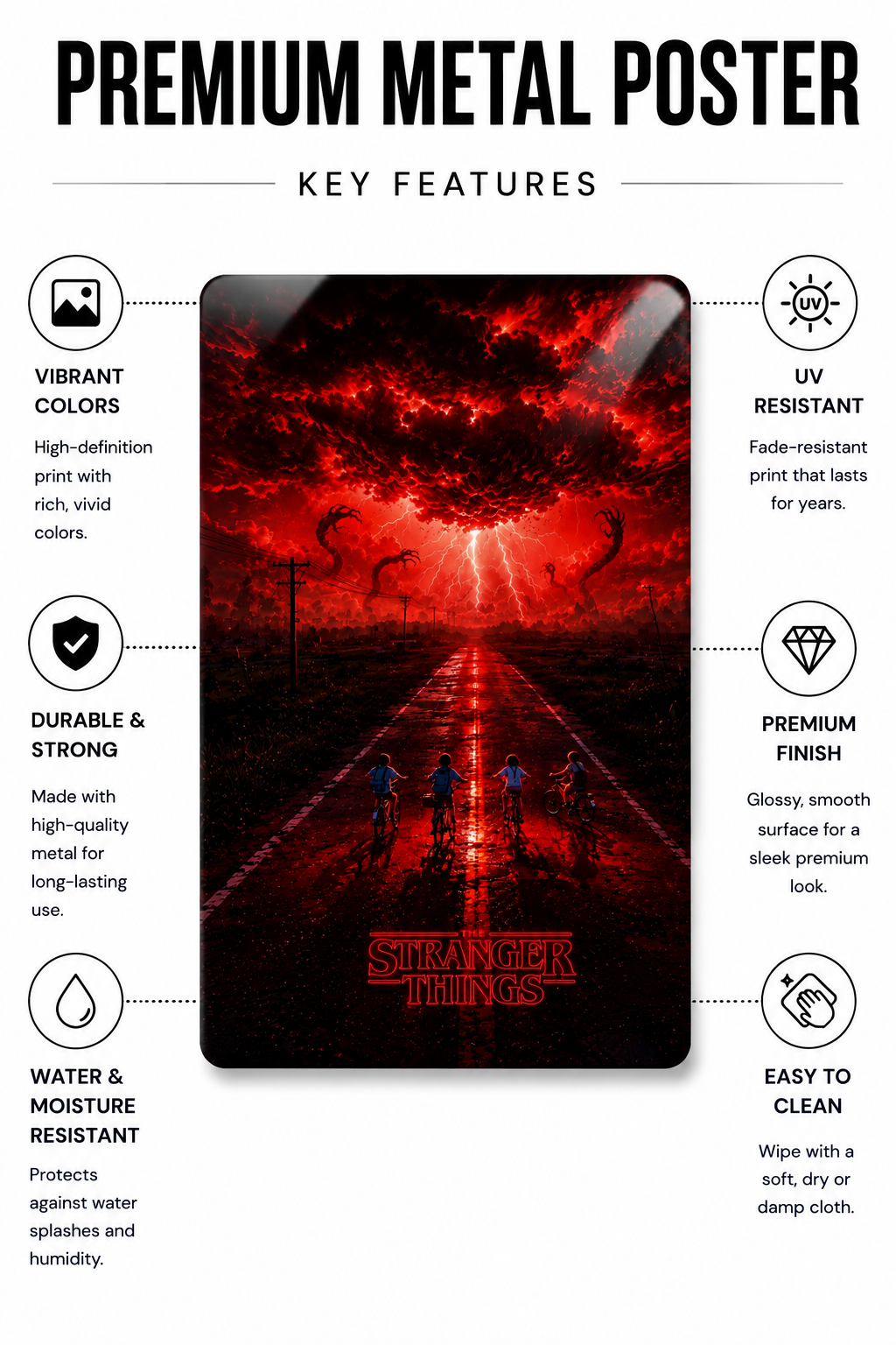 Stranger Things Metal Poster | Premium Gloss Finish | A4 Portrait