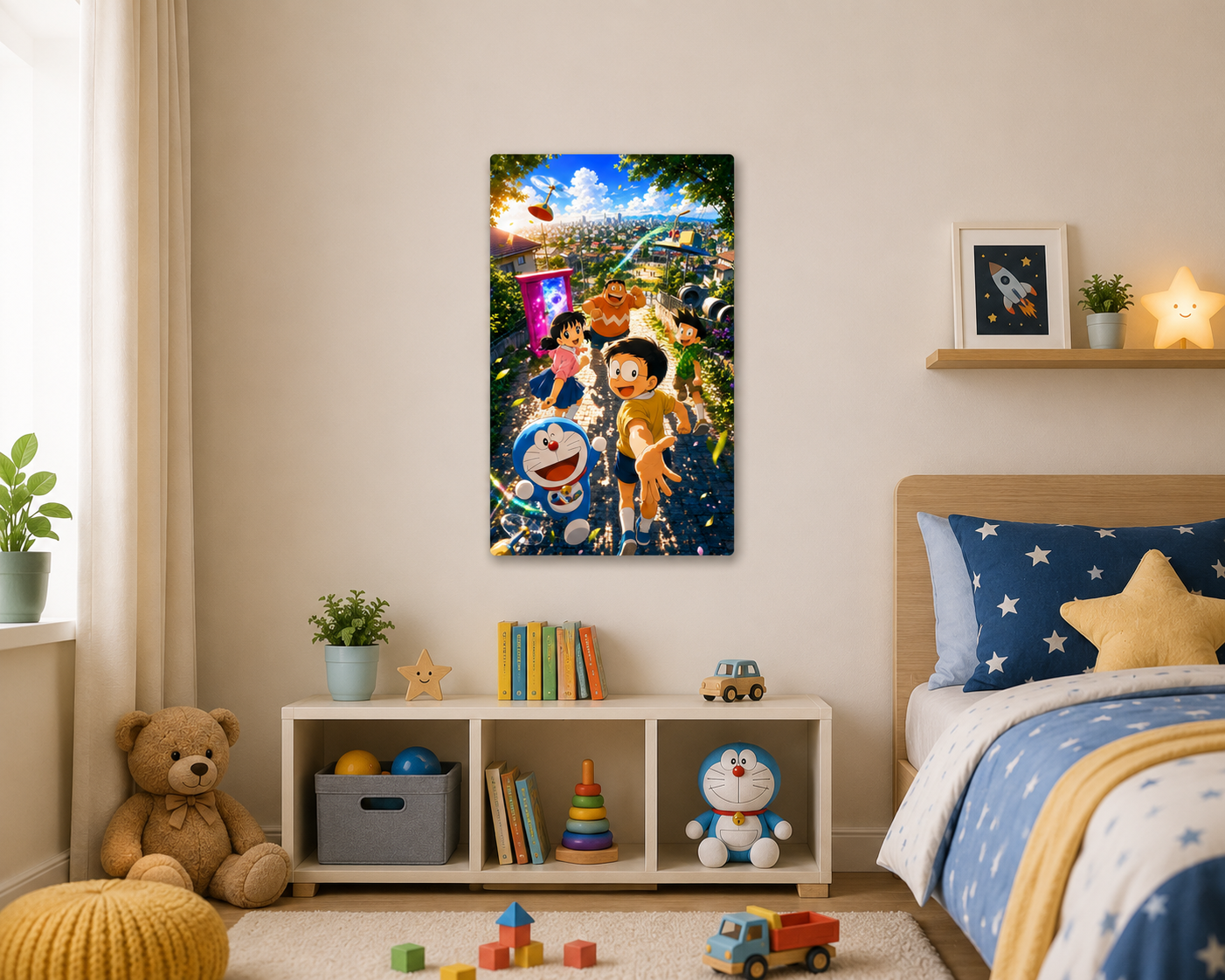Doraemon Metal Poster | Premium Gloss Finish | A4 Portrait