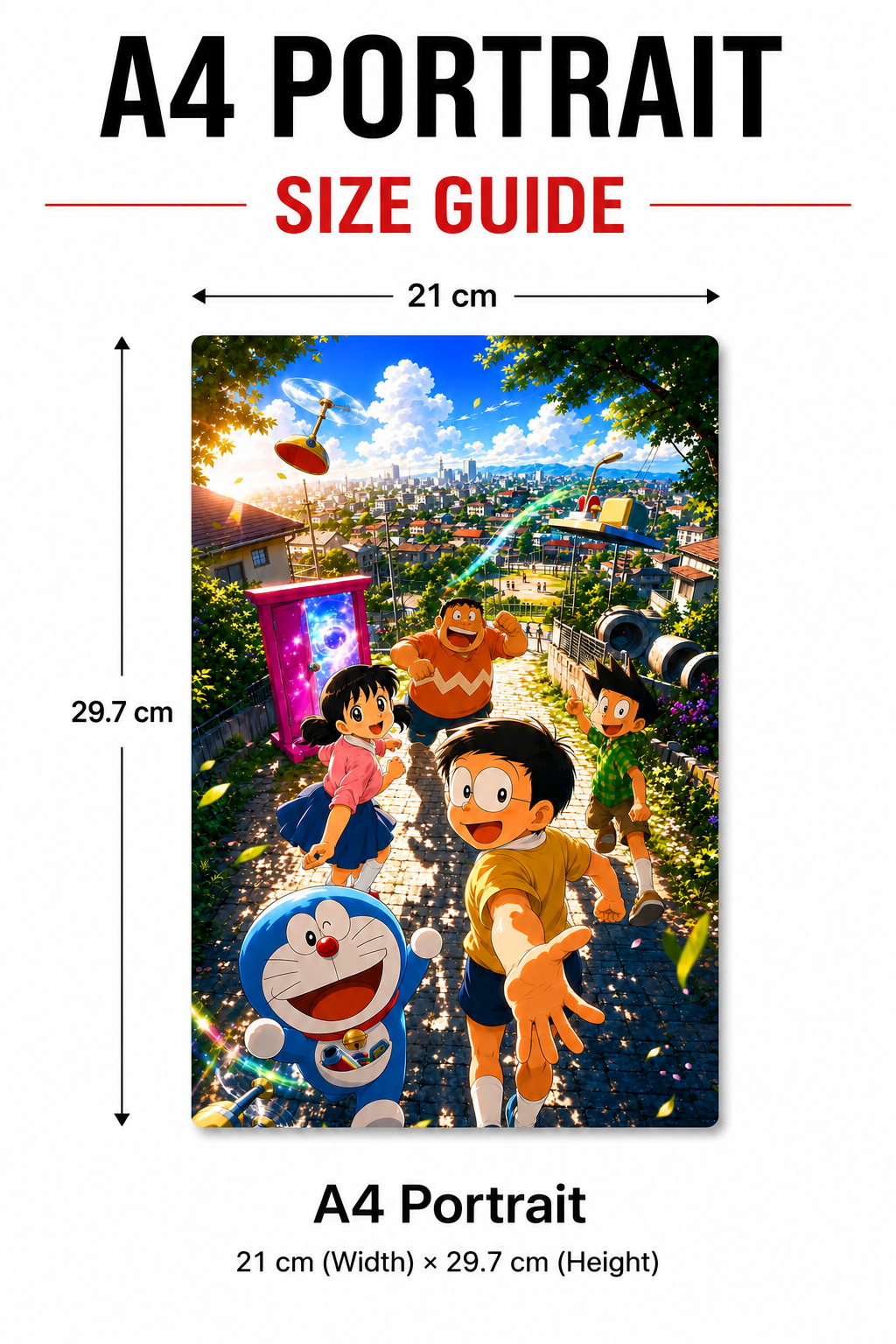 Doraemon Metal Poster | Premium Gloss Finish | A4 Portrait