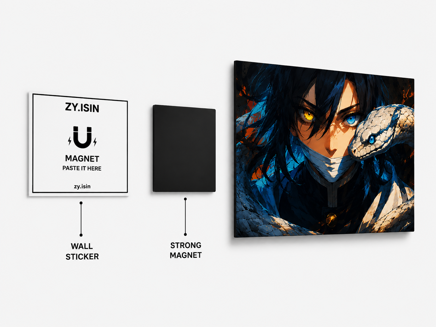 Blue Serpent Warrior Metal Poster | Premium Gloss Finish | A4 Landscape