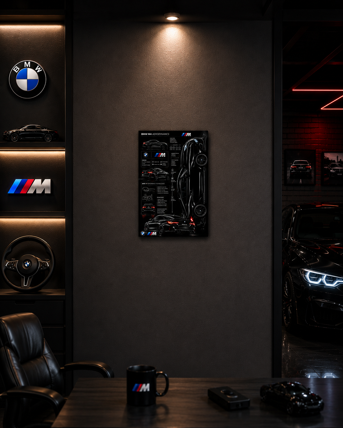 Black BMW Metal Poster | Premium Gloss Finish | A4 Portrait