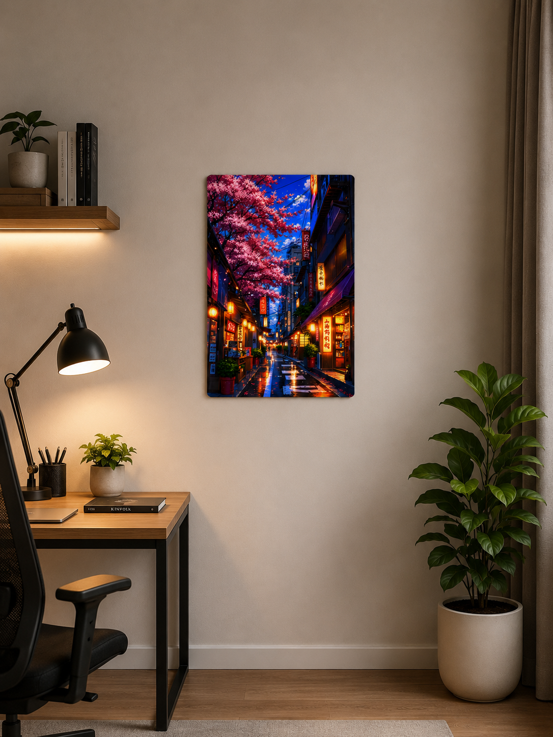 Japan Street Metal Poster | Premium Gloss Finish | A4 Portrait