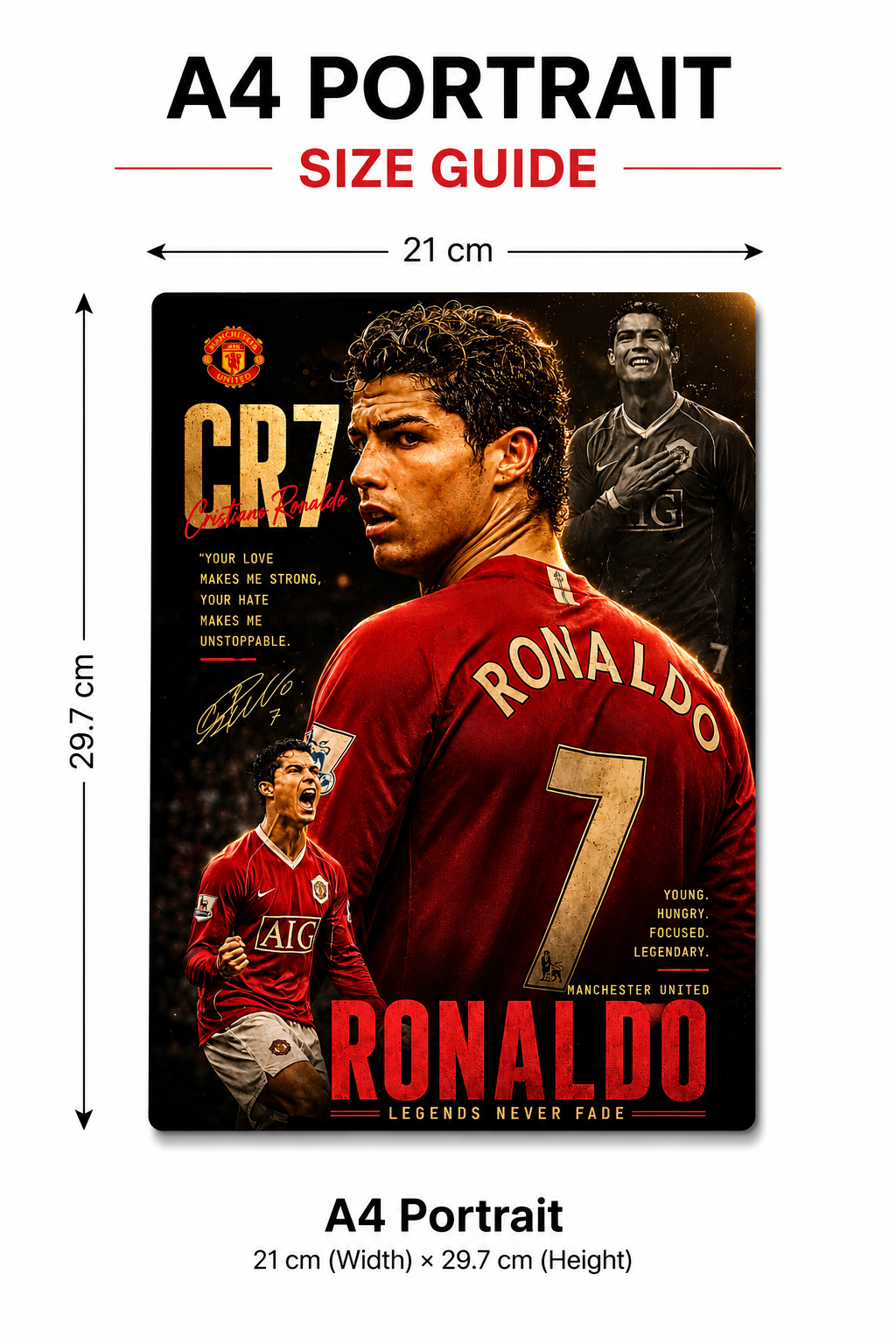 CR7 Metal Poster | Premium Gloss Finish | A4 Portrait