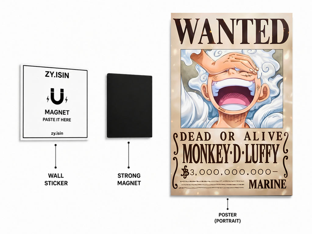 Wanted Luffy Metal Poster | Premium Gloss Finish | A4 Portrait