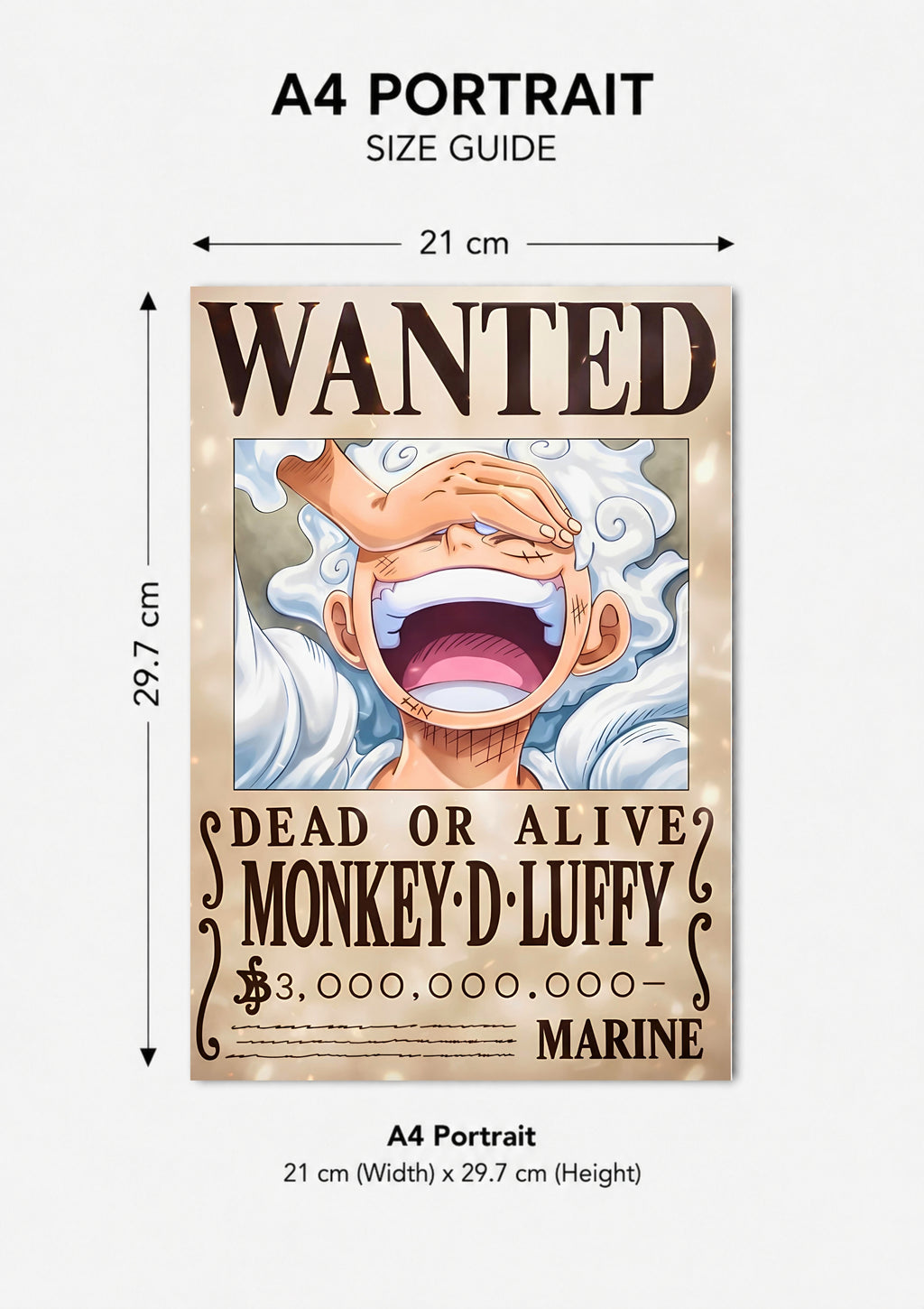 Wanted Luffy Metal Poster | Premium Gloss Finish | A4 Portrait