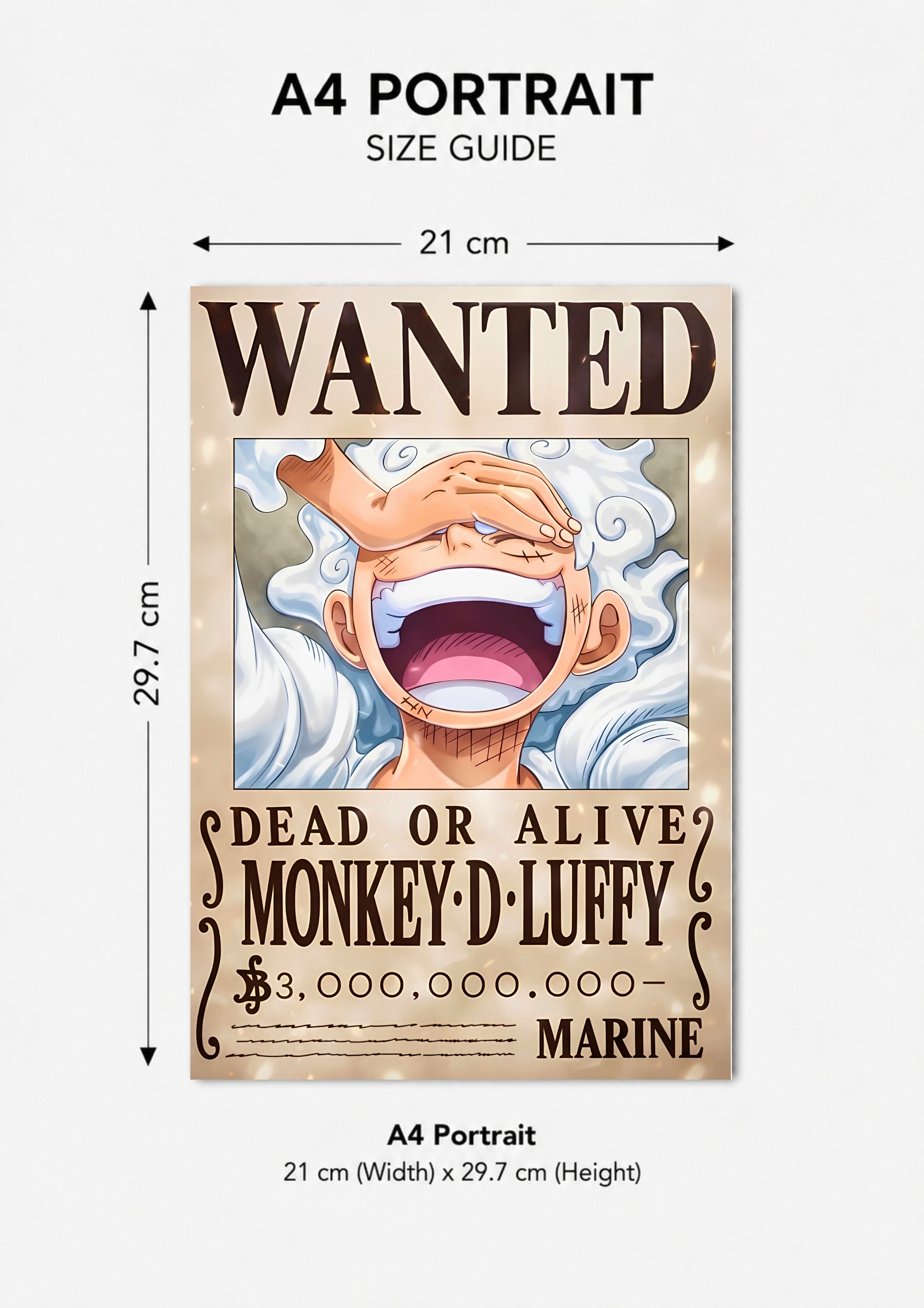 Wanted Luffy Metal Poster | Premium Gloss Finish | A4 Portrait