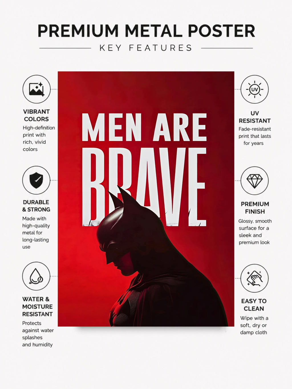 Men Are Brave Metal Poster | Premium Gloss Finish | A4 Portrait